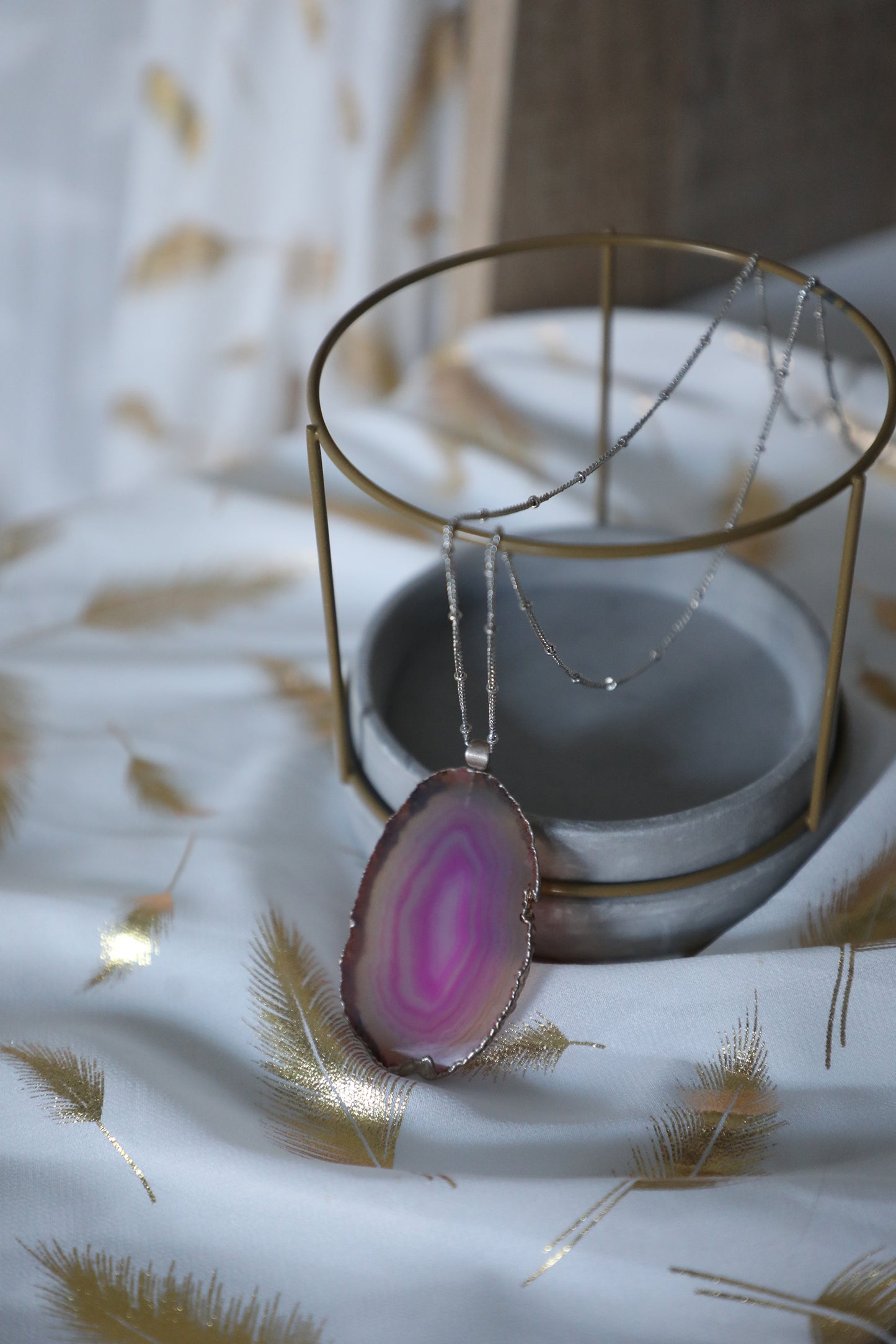 Collier Tranche d'Agate - Orchidée