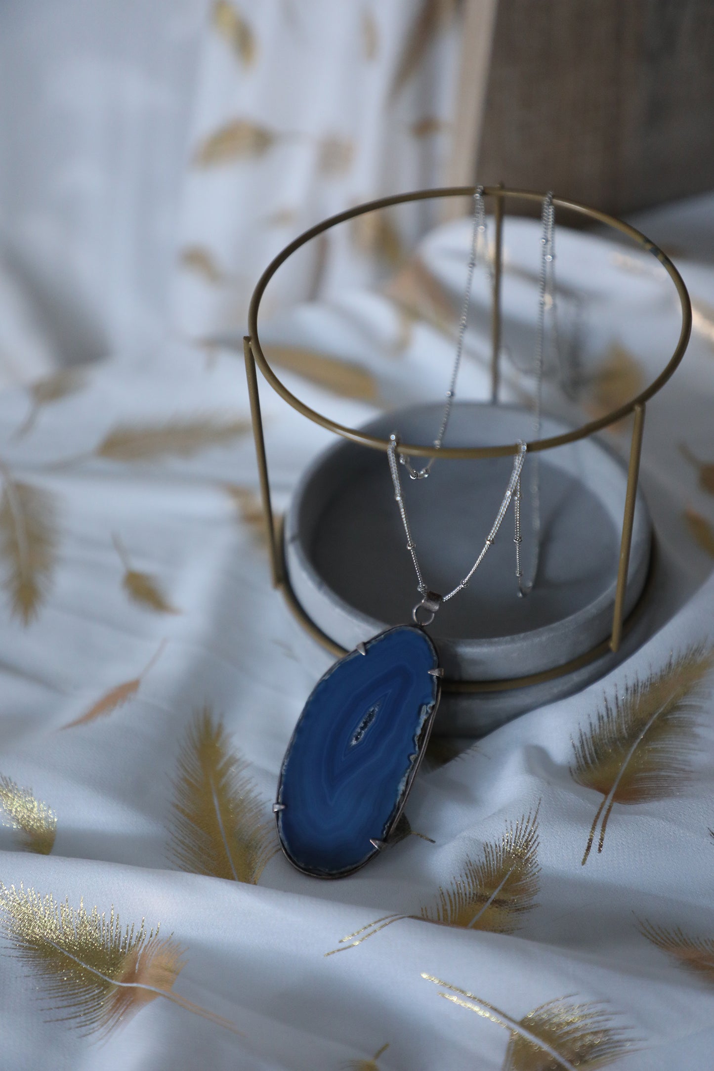 Collier Tranche d'Agate - Bleu Impérial