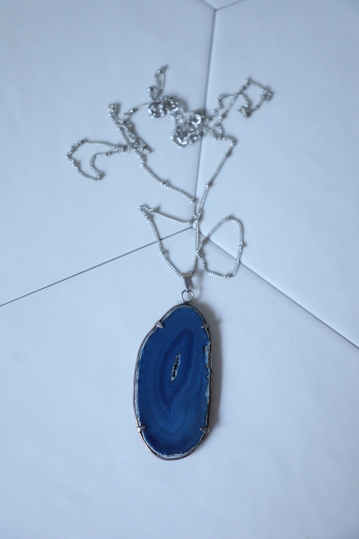 Collier Tranche d'Agate - Bleu Impérial