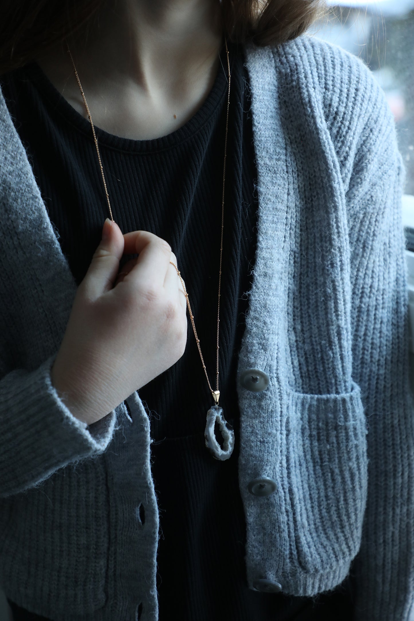 Geode Slice Necklace - Sandstone