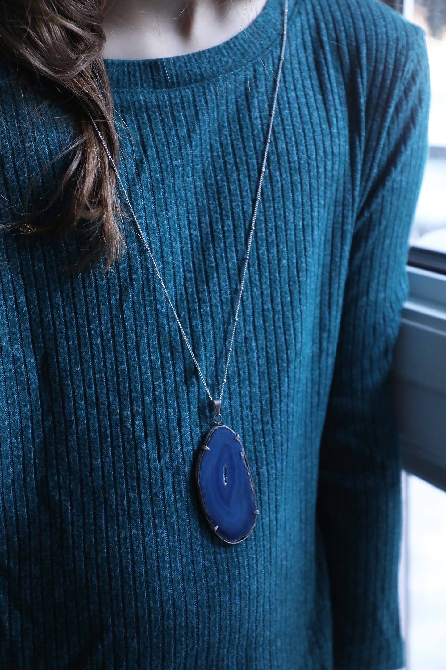Collier Tranche d'Agate - Bleu Impérial