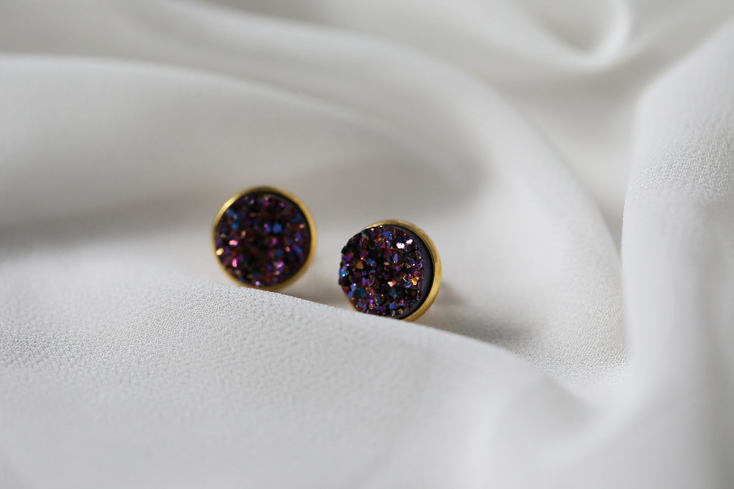 Boucles d'Oreilles Druzy - Or Violet