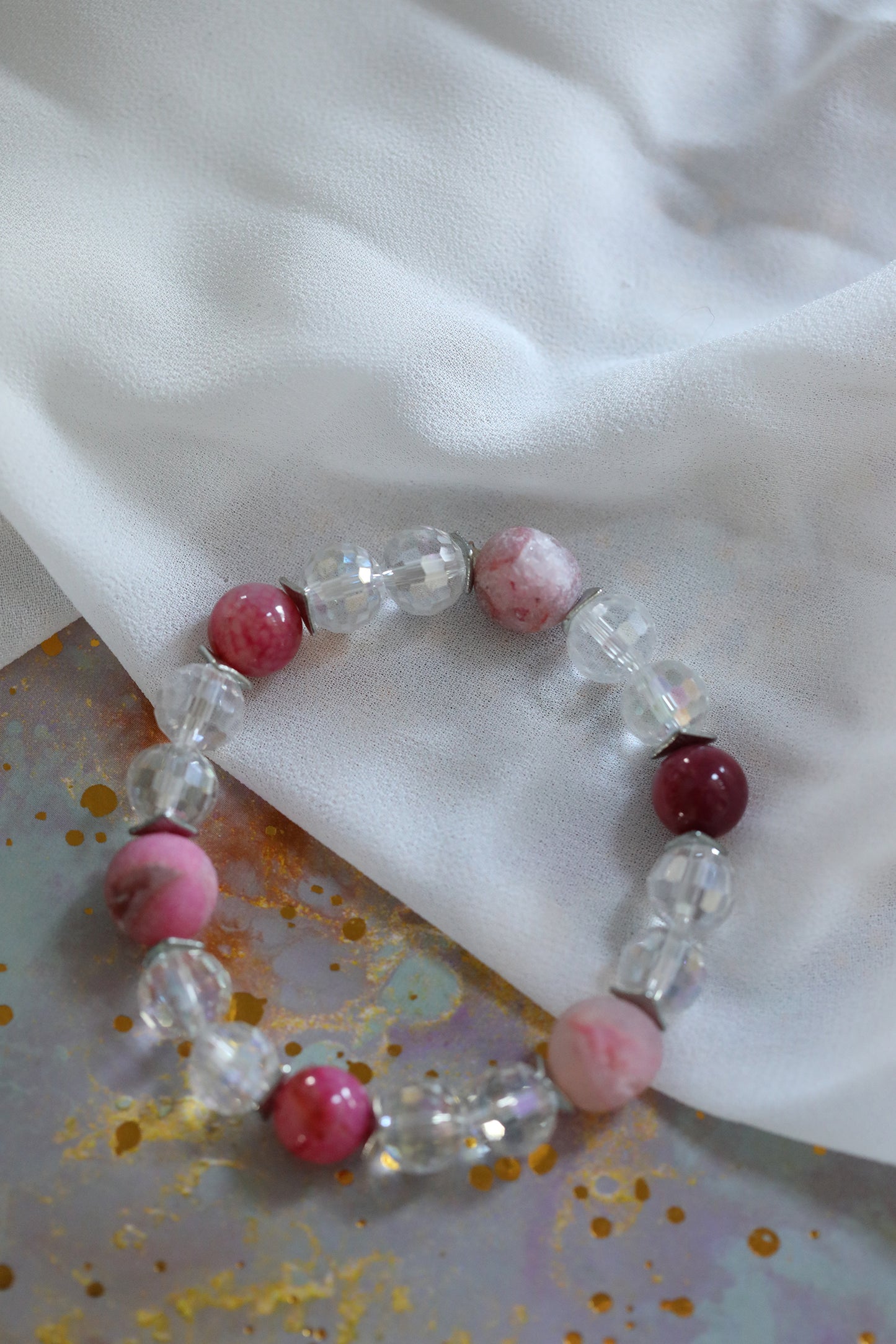 Beaded Bracelet - Pink Druzy