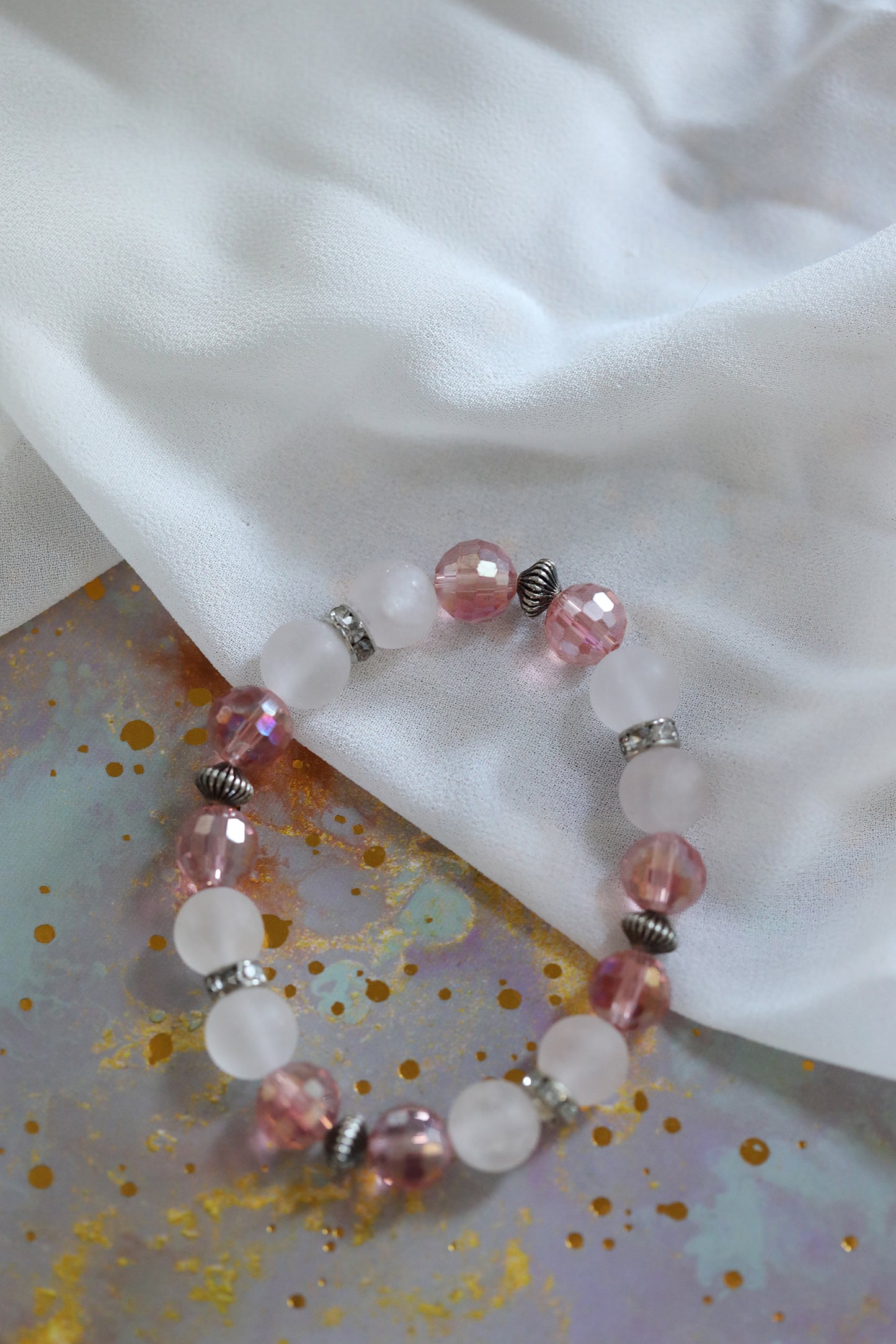 Beaded Bracelet - Pink Crystal