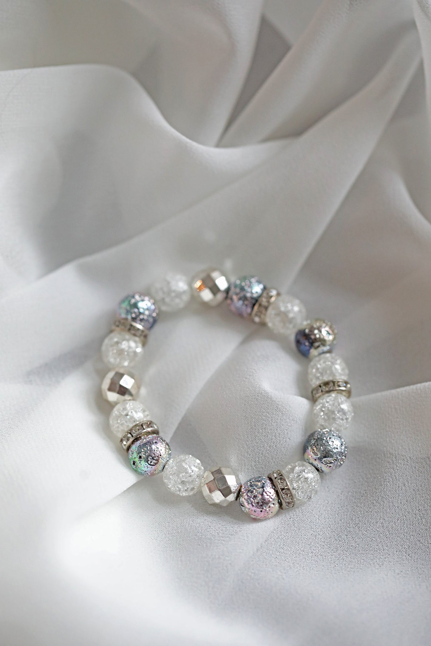 Beaded Bracelet - Silver Snow