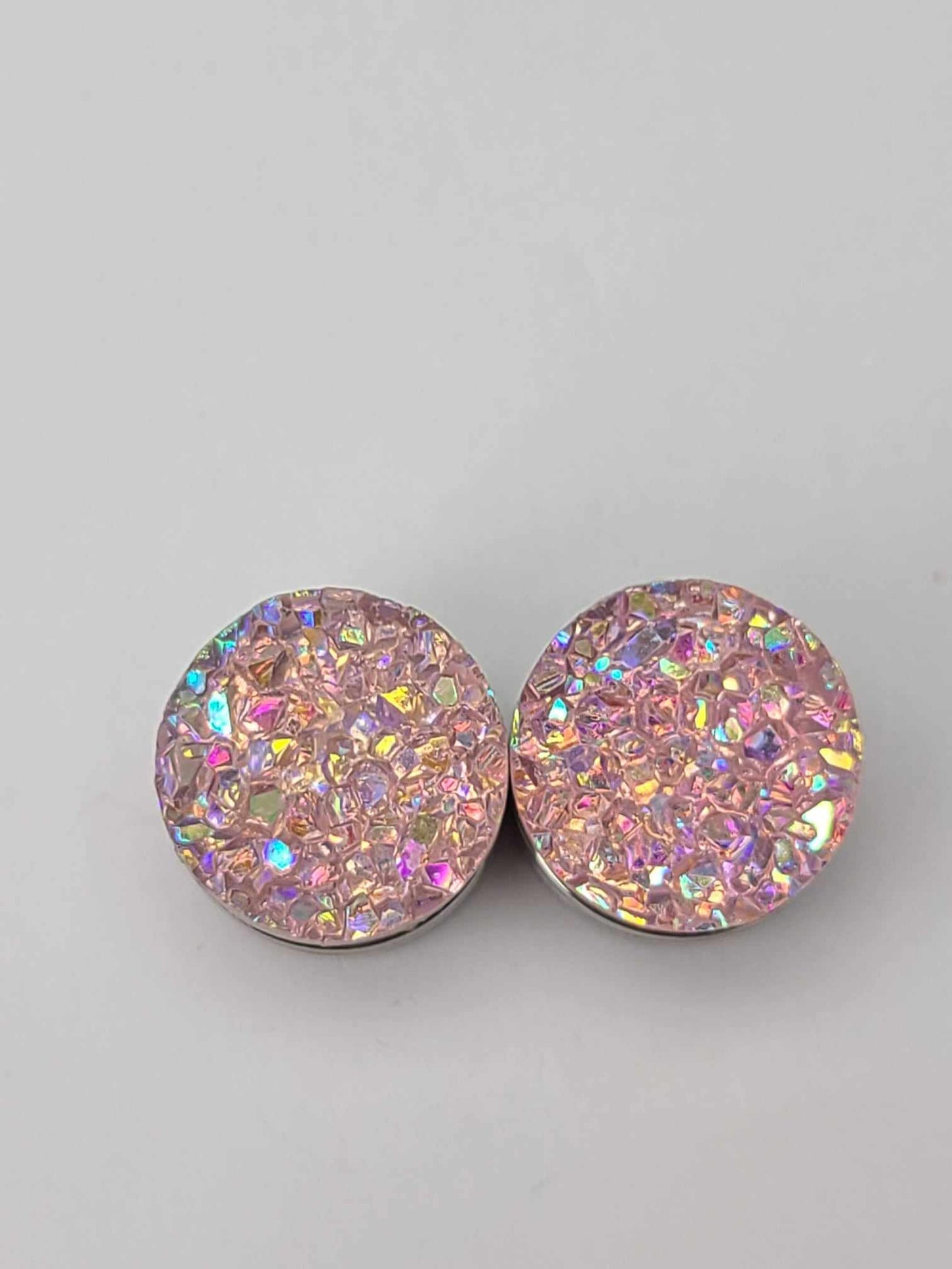 Druzy Resin Stud Earrings - Baby Pink