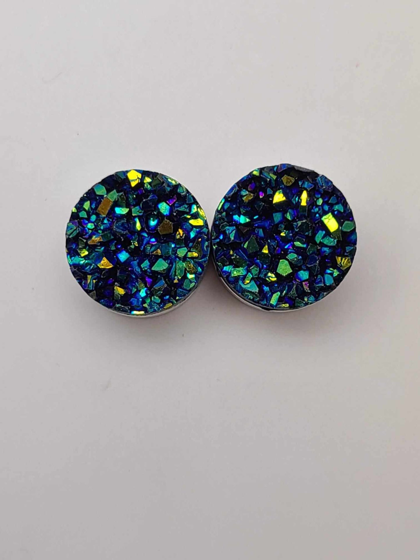 Druzy Resin Stud Earrings - Sea Green