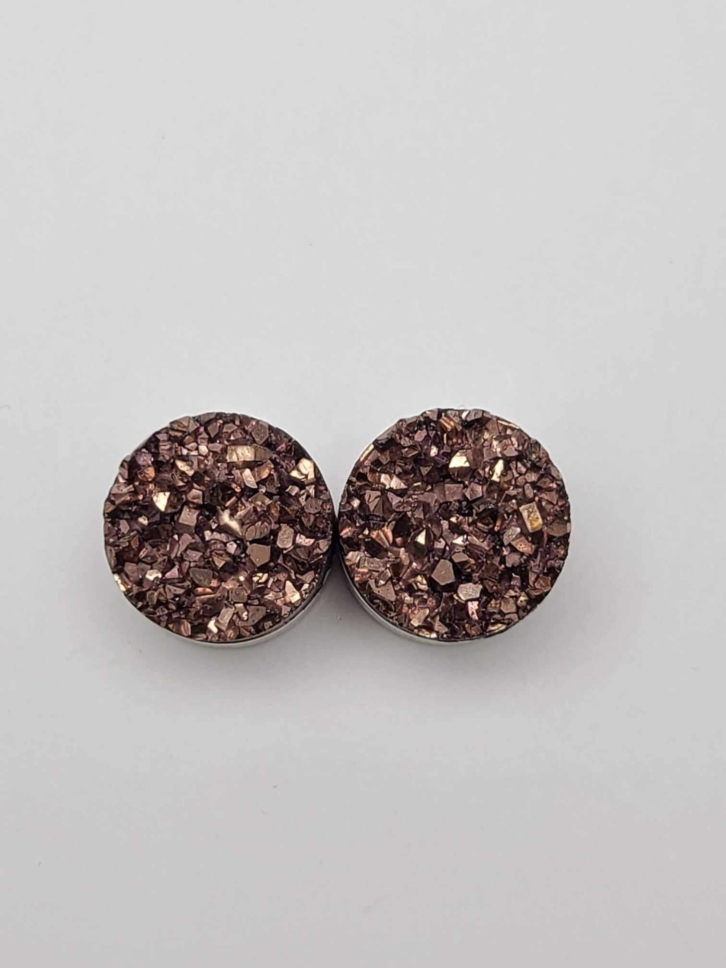 Druzy Resin Stud Earrings - Coffee