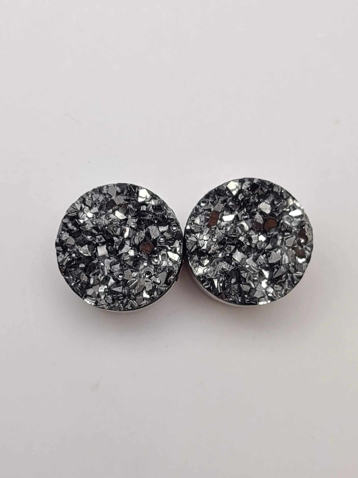 Druzy Resin Stud Earrings - Grey