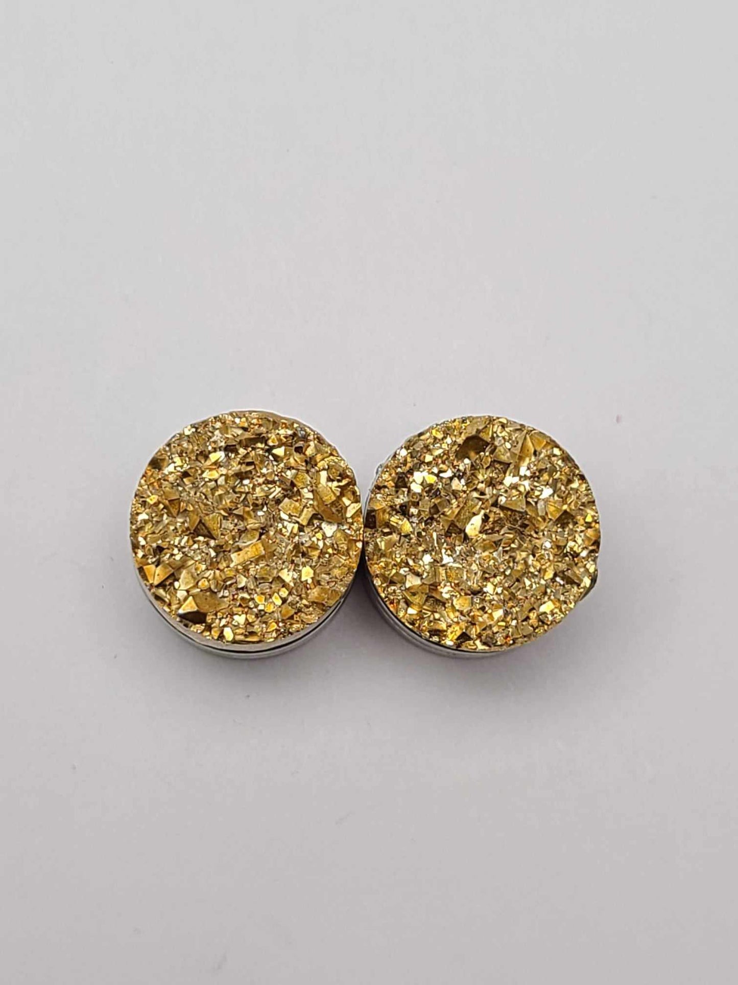 Druzy Resin Stud Earrings - Yellow