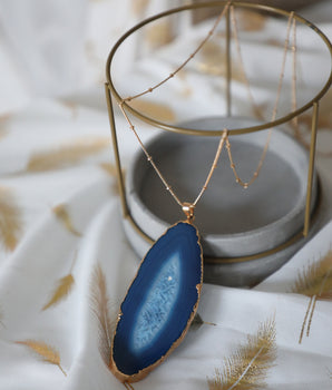 Agate Slice Necklace - Blue