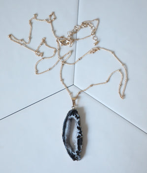 Geode Slice Necklace - Black and White