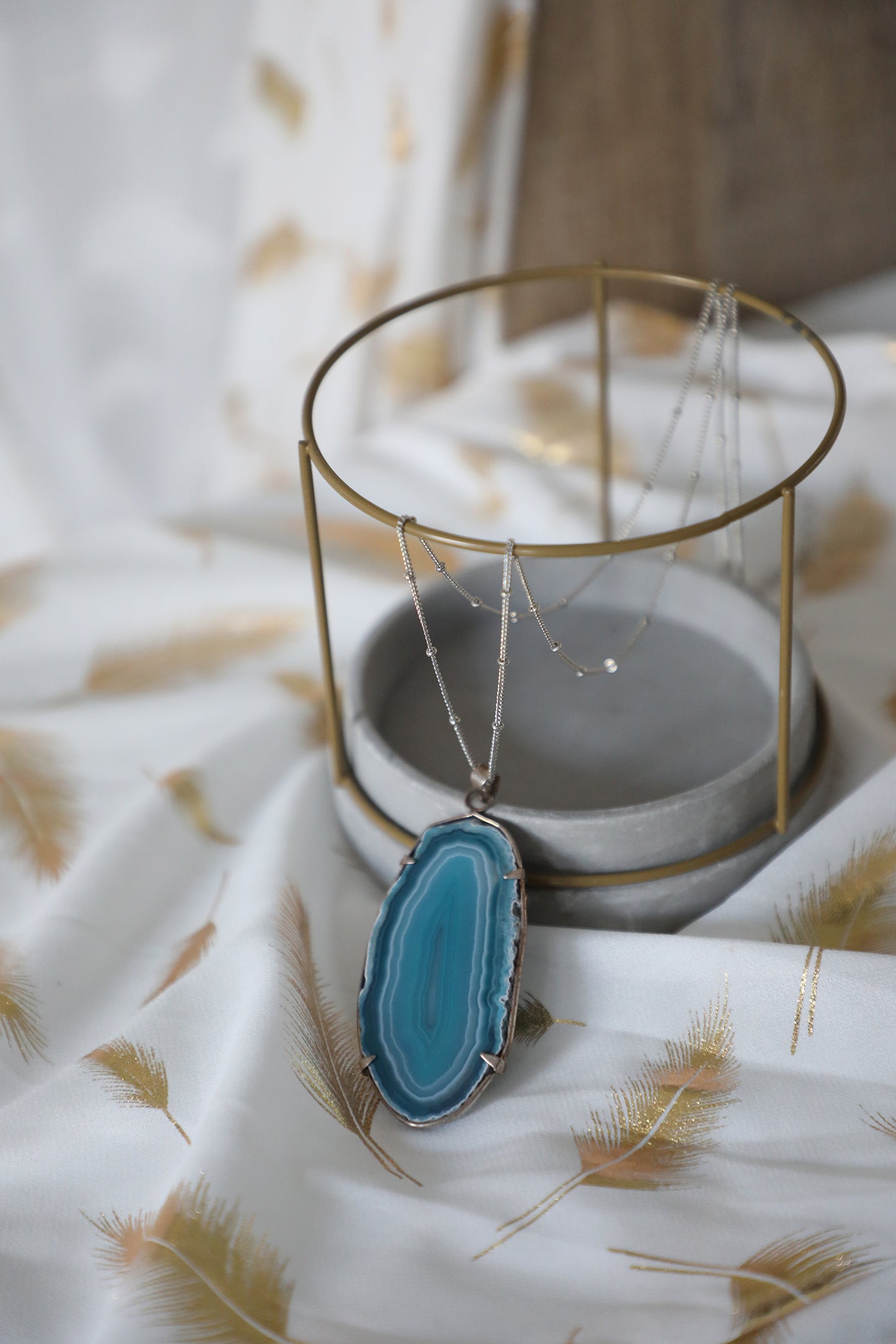Collier Tranche d'Agate - Turquoise