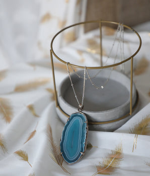 Agate Slice Necklace - Turquoise