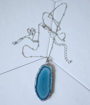 Agate Slice Necklace - Turquoise