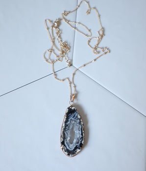 Geode Slice Necklace - Granite