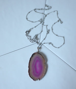 Agate Slice Necklace - Orchid