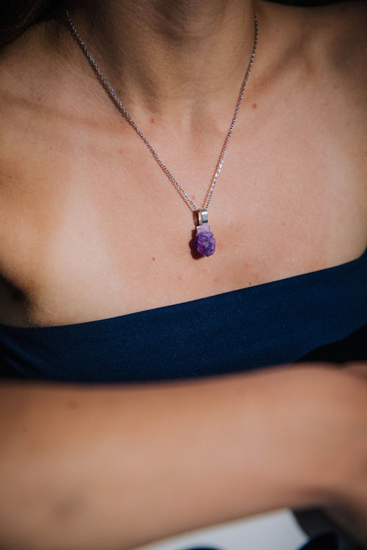 Aura Amethyst Necklace on Silver