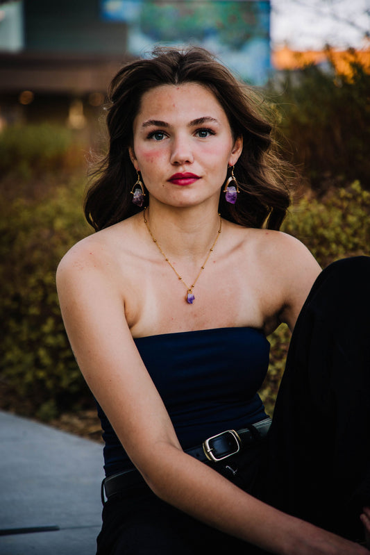 Aura Amethyst Necklace on Gold