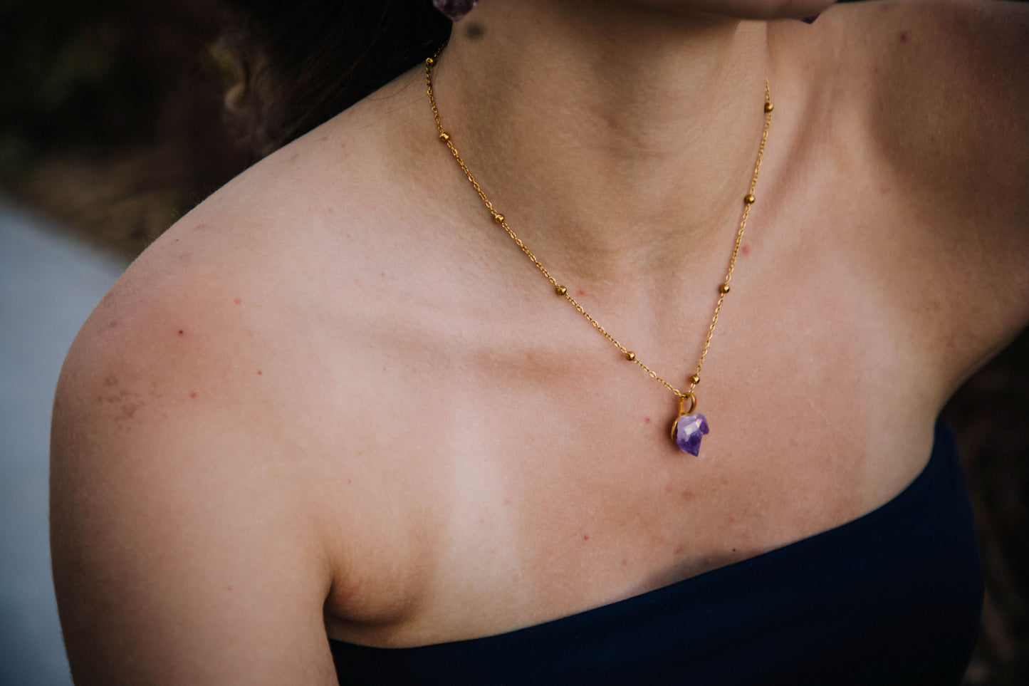 Aura Amethyst Necklace on Gold
