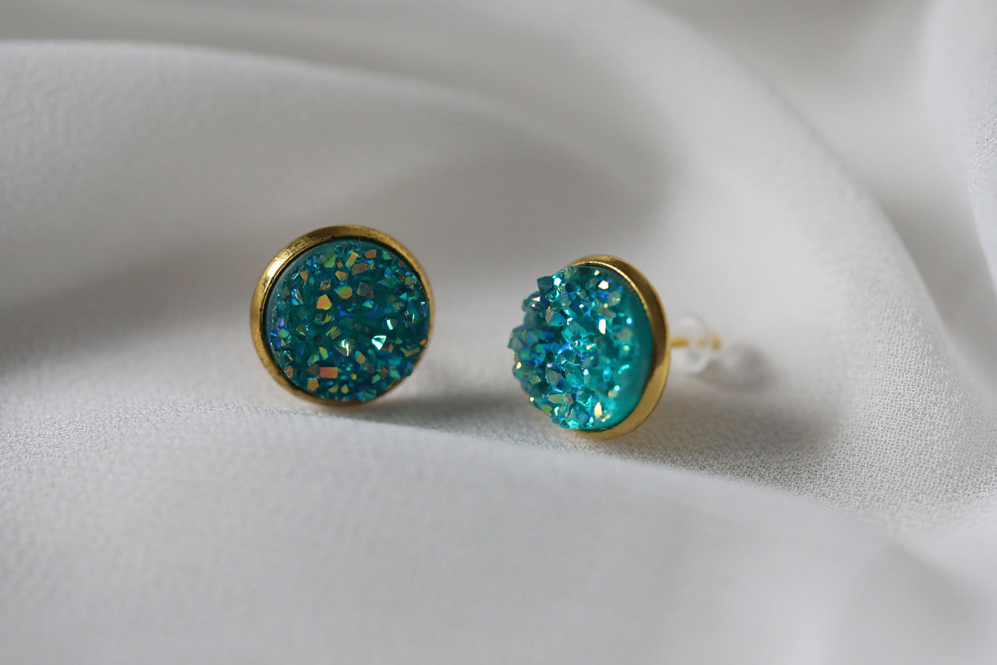 Druzy Earrings - Turquoise Gold