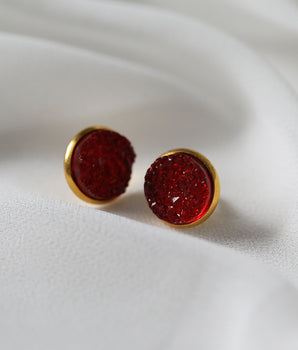 Druzy Earrings - Red Gold