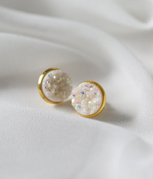 Druzy Earrings - White Gold
