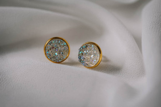 Druzy Resin Stud Earrings - Aurora Gold