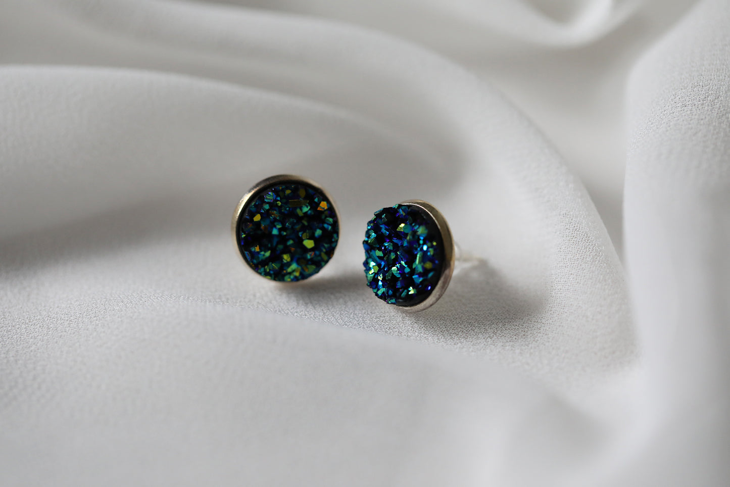 Pendientes Druzy - Plata Aurora Boreal