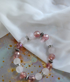 Beaded Bracelet - Pink Crystal