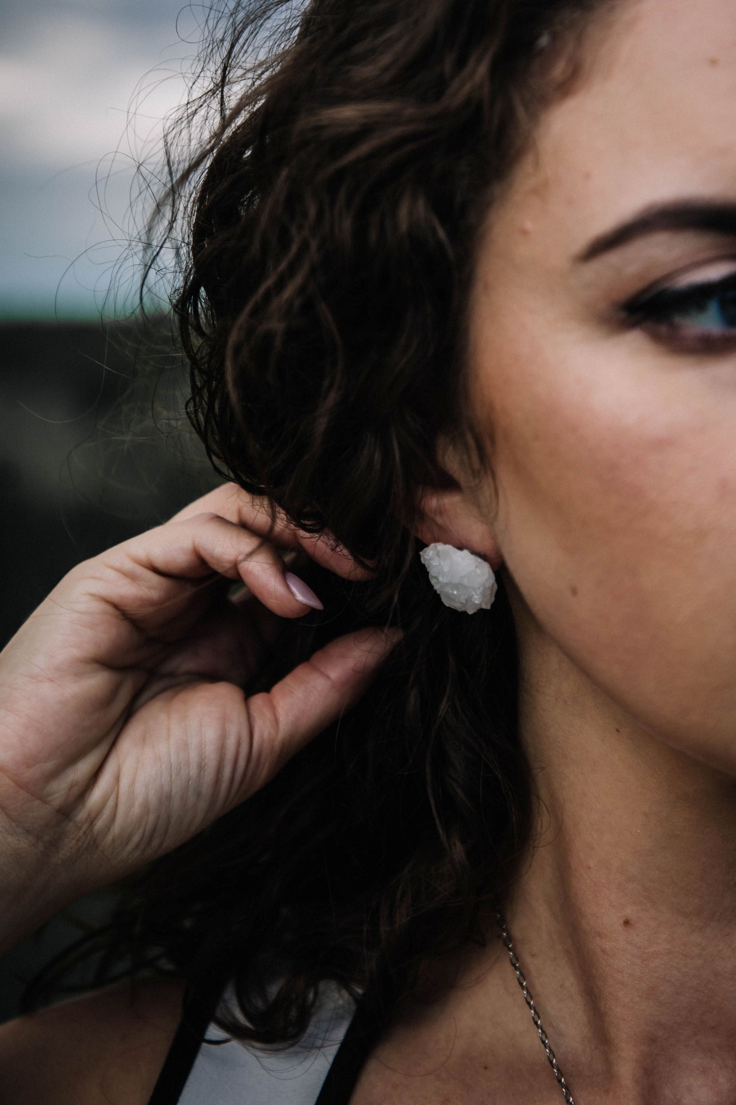 Raw Quartz Stone Earrings