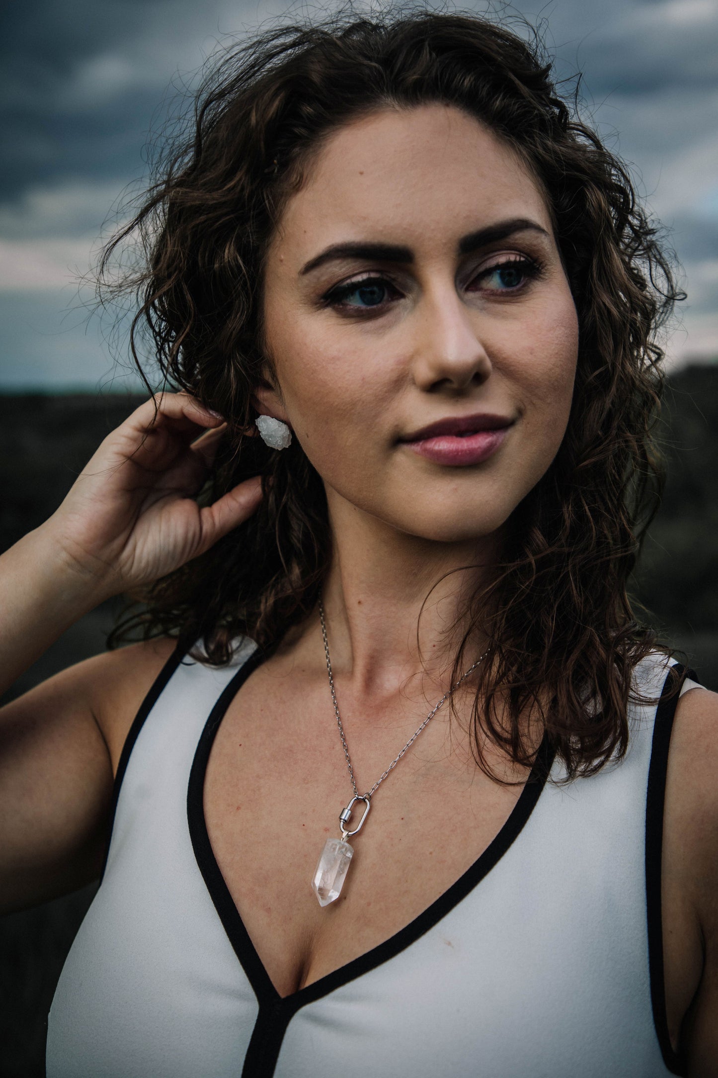 Raw Quartz Stone Earrings