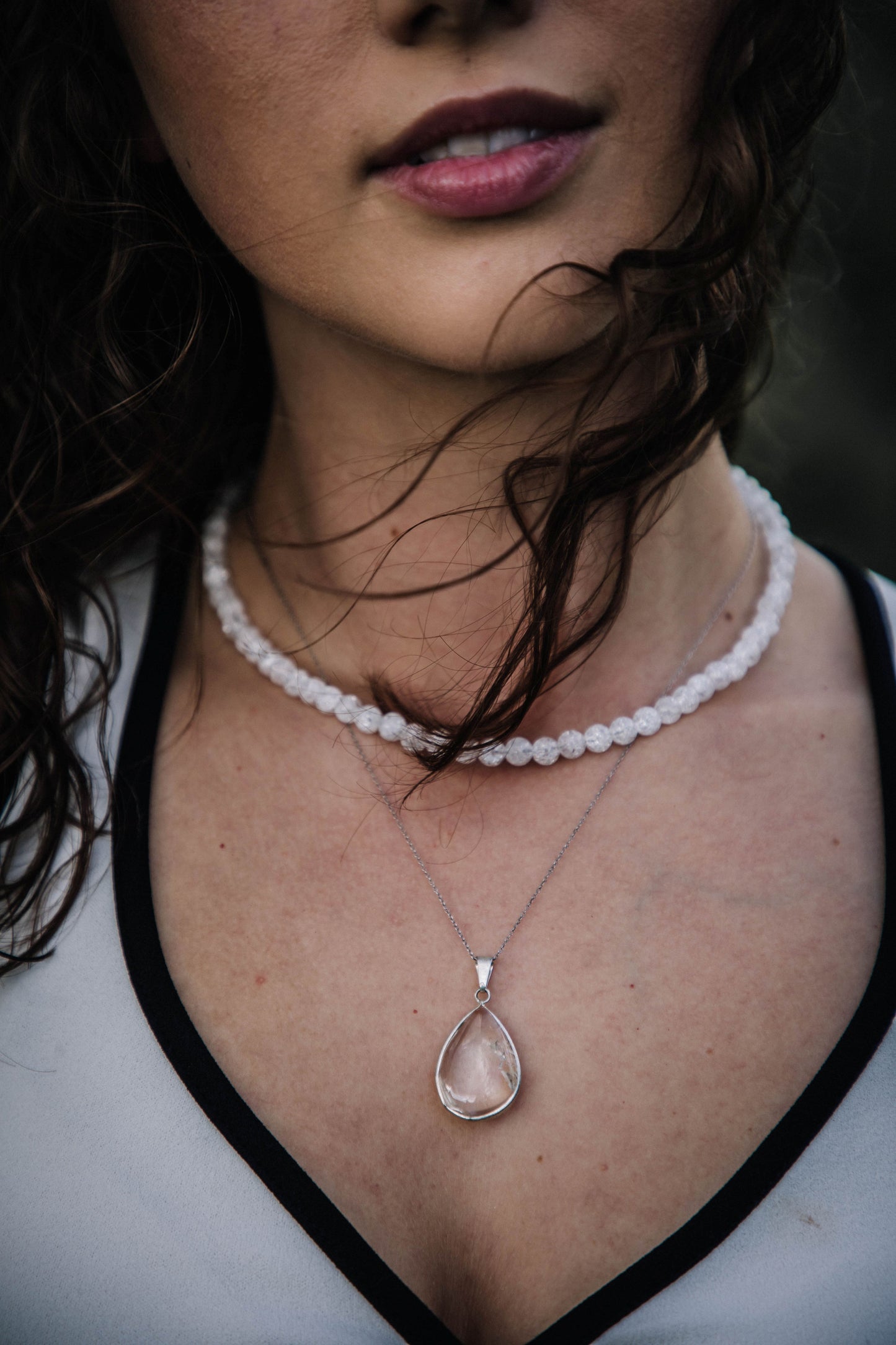 Raw Quartz Teardrop Necklace