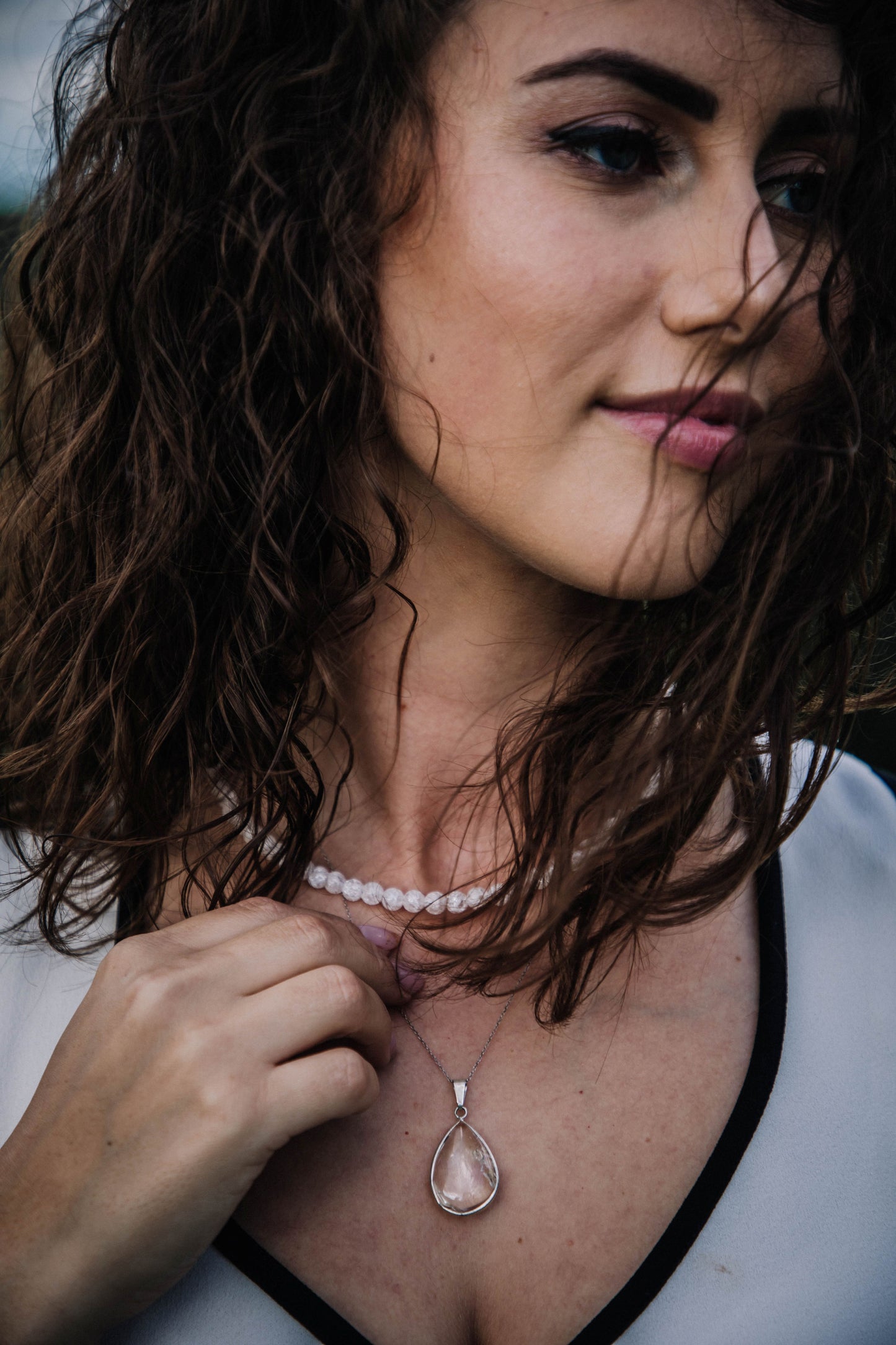 Raw Quartz Teardrop Necklace