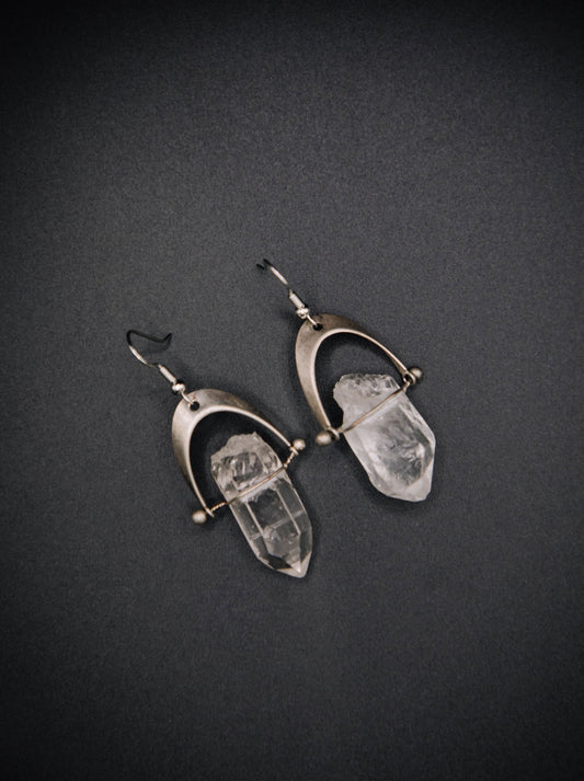 Raw Quartz Drop Earrings