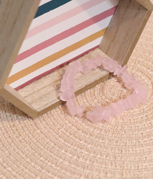 Matte Pink Glass Chip Bracelet