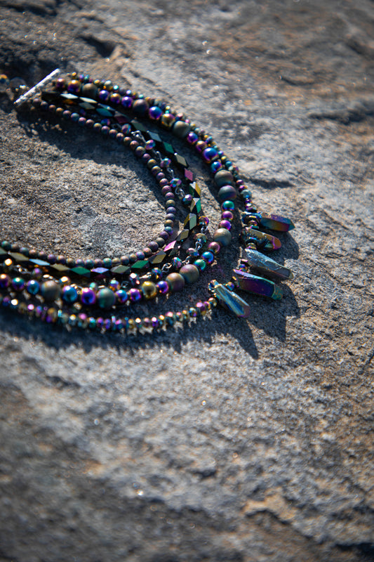 March Drop - Titanium Rivers Necklace