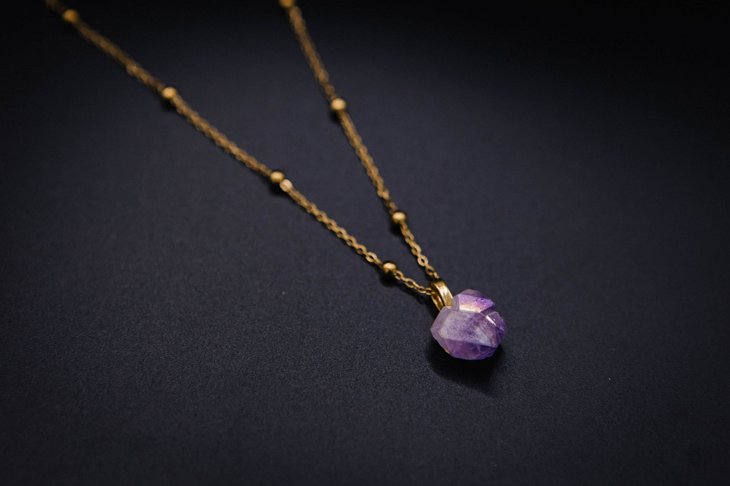 Aura Amethyst Necklace on Gold