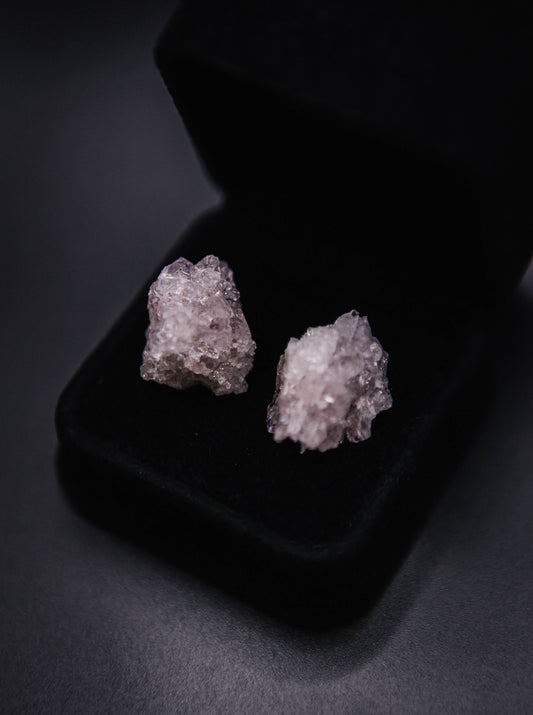 Raw Stone Amethyst Earrings