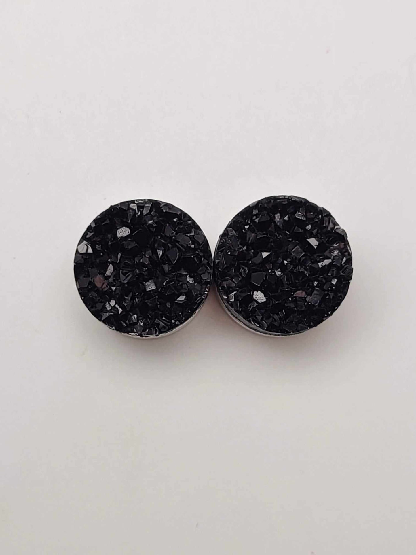 Druzy Resin Stud Earrings - Black