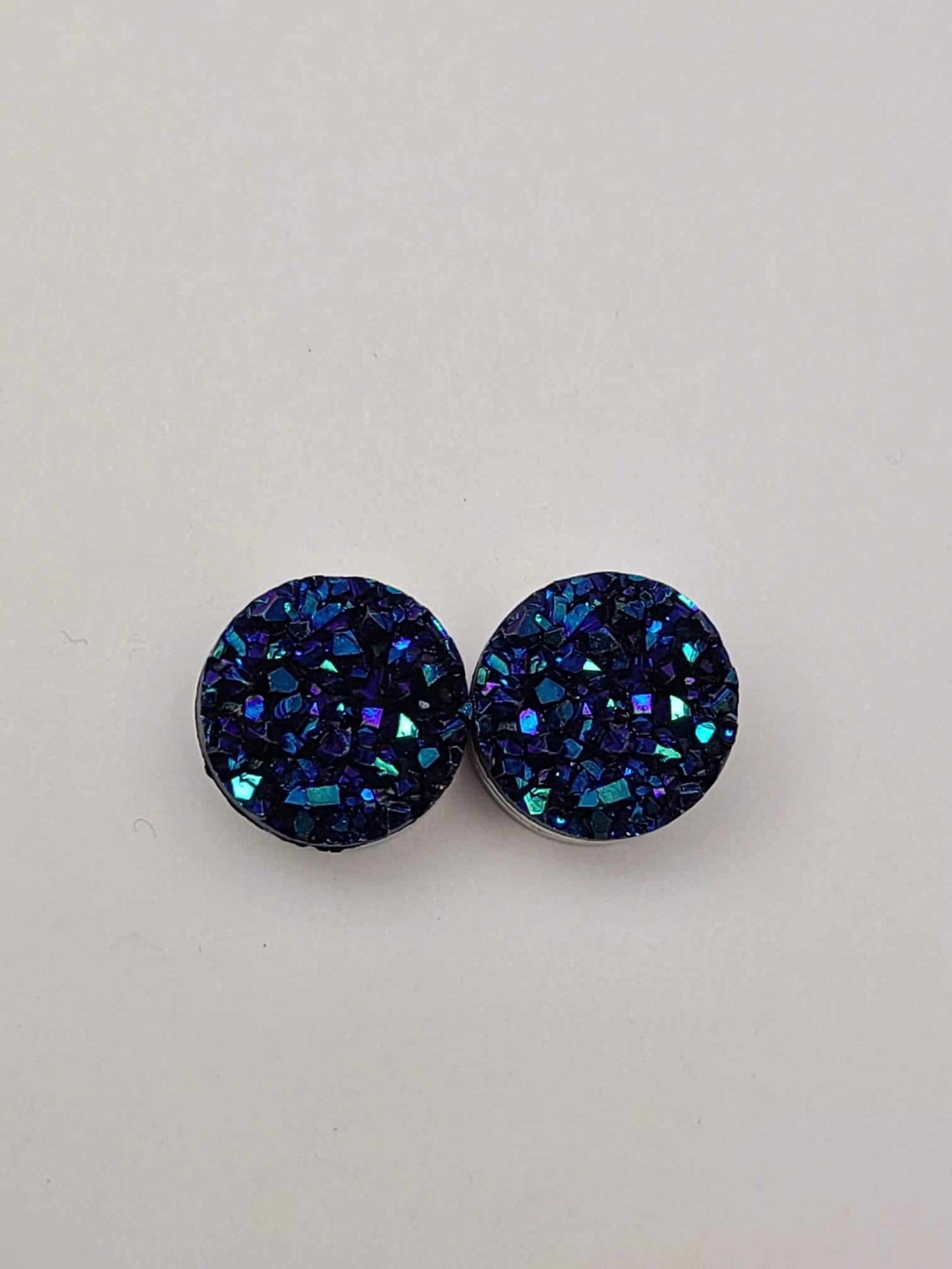 Druzy Resin Stud Earrings - Deep Blue