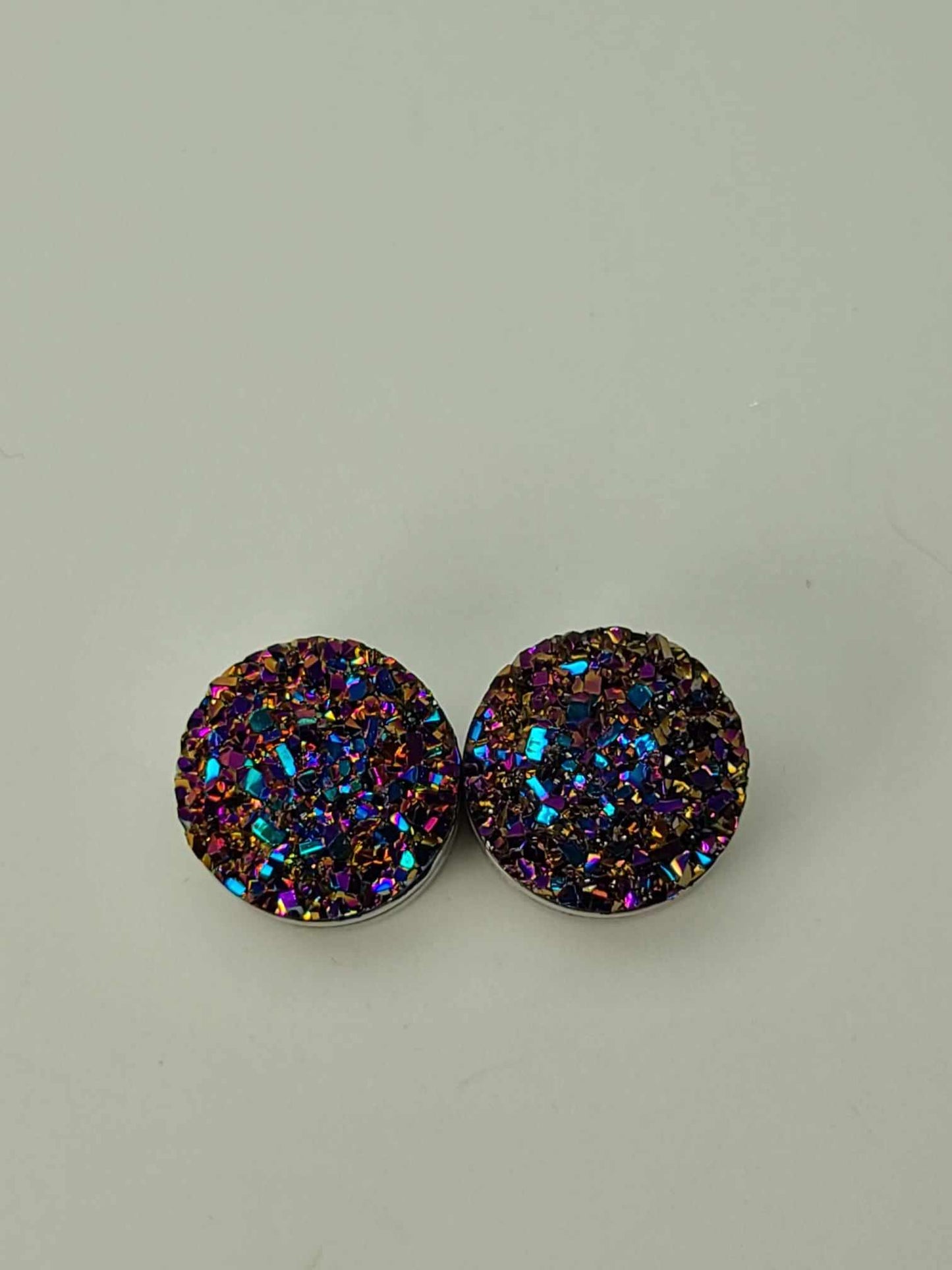 Druzy Resin Stud Earrings - Brown