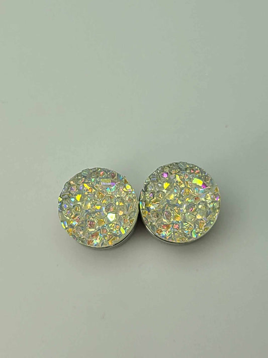 Druzy Resin Stud Earrings - Gold