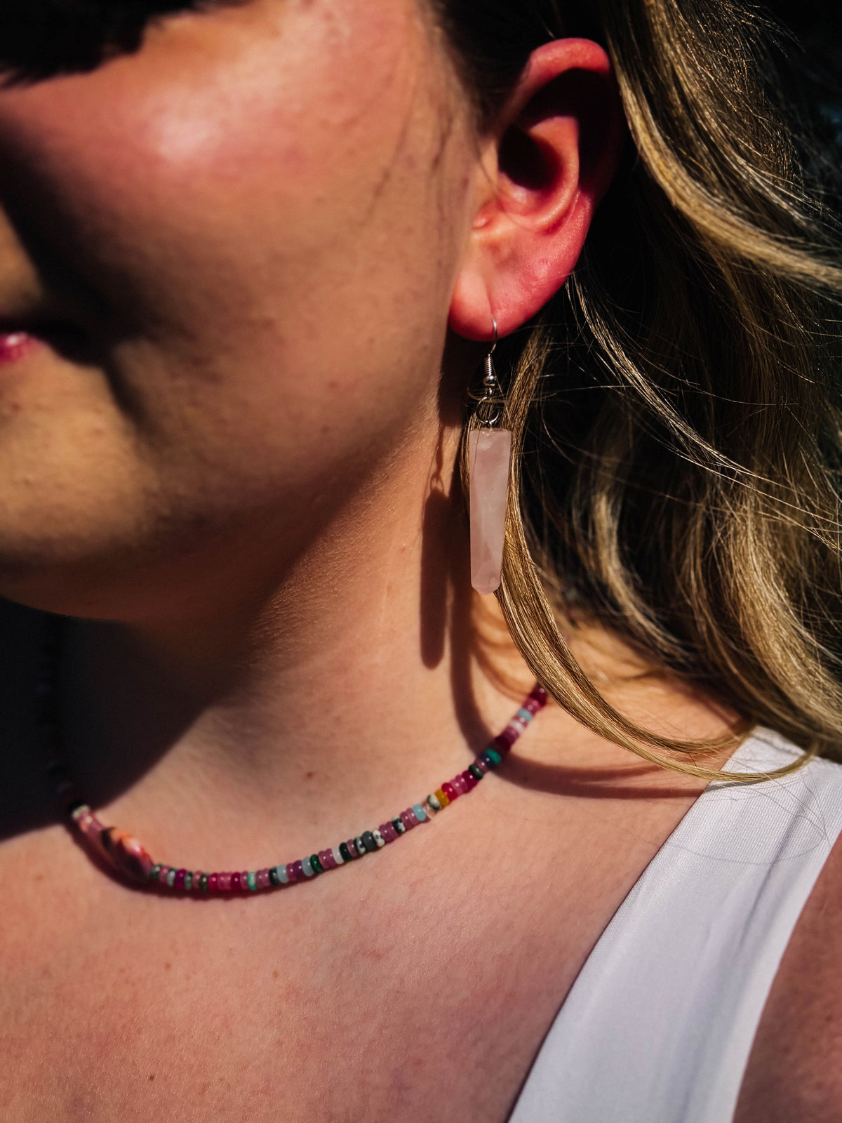 Rose Quart Drop Earrings