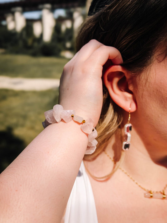 Raw Rose Quartz Bracelet