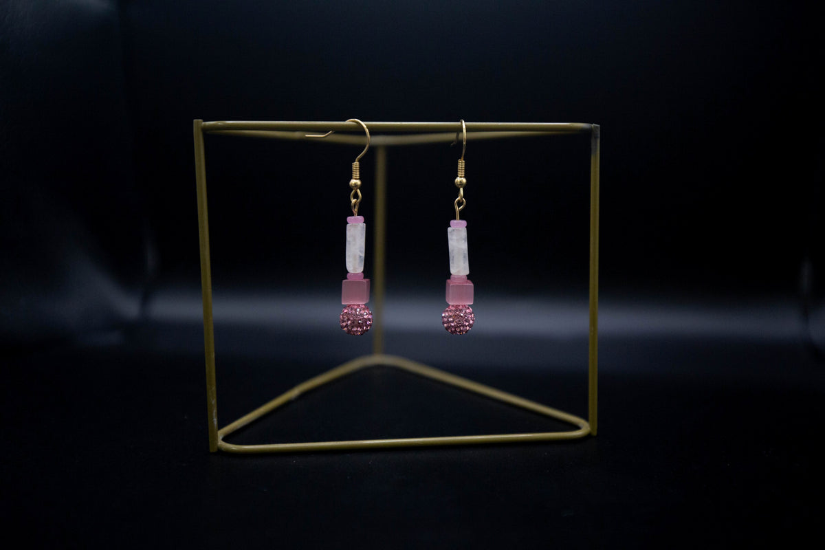 Rose  Quartz Sparkle Earrings