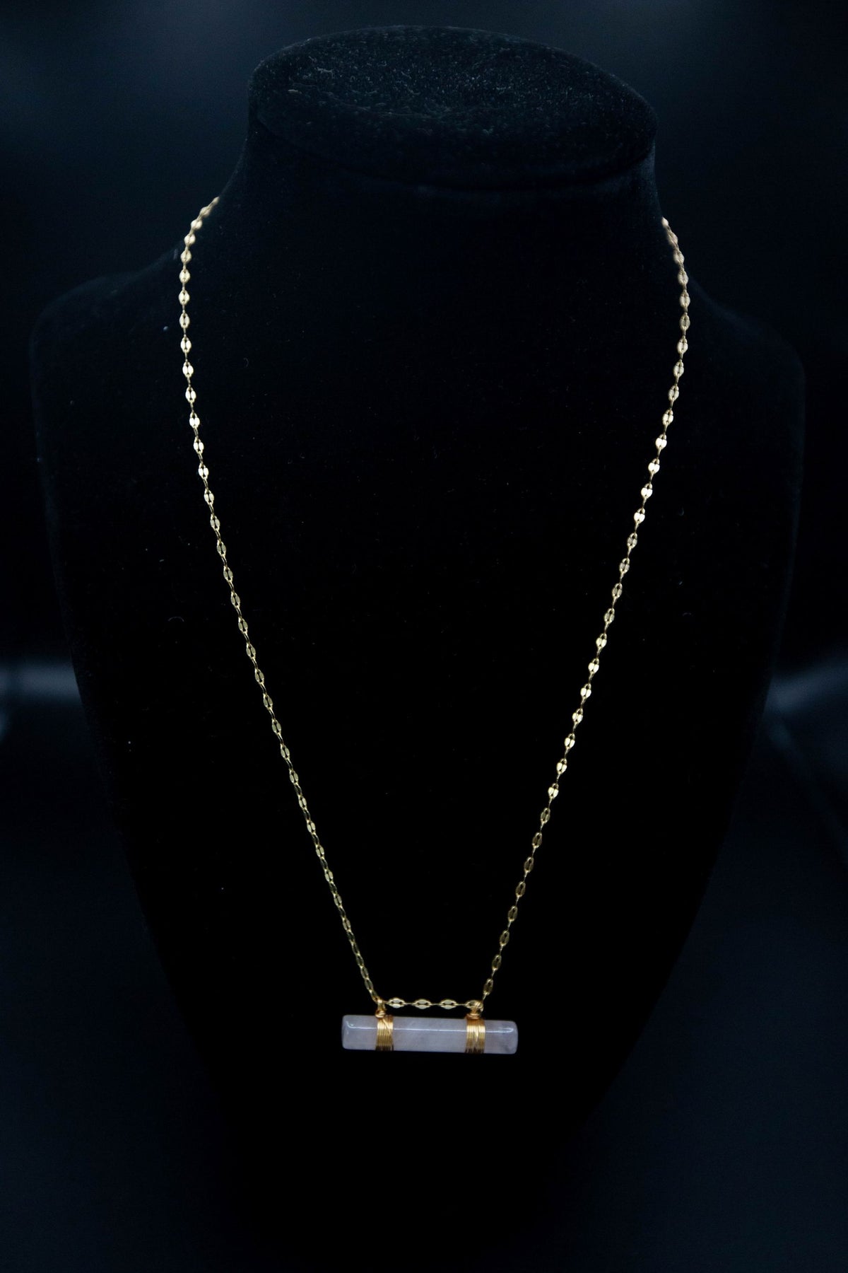 Rose Quartz Bar Necklace