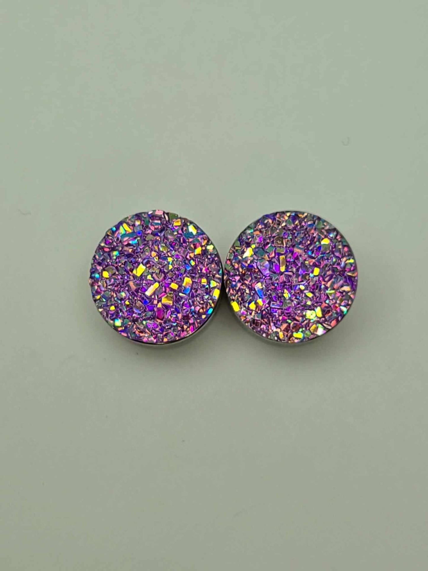 Druzy Resin Stud Earrings - Lavender