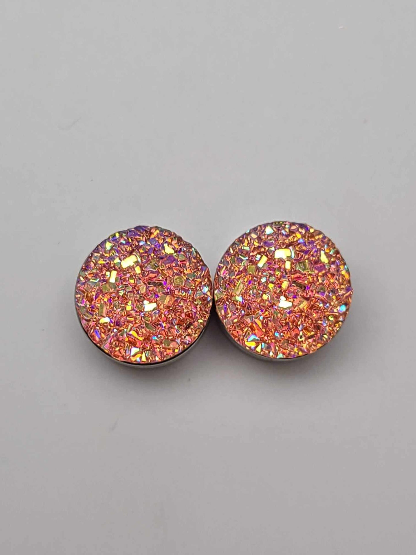 Druzy Resin Stud Earrings - Orange