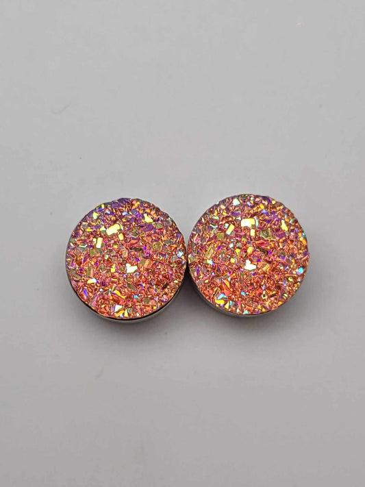 Druzy Resin Stud Earrings - Orange